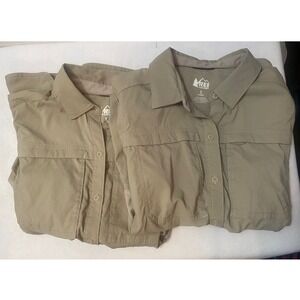 REI Co-op Sahara Shirt lot of 2 Women Small Khaki Tan Hiking Convertible